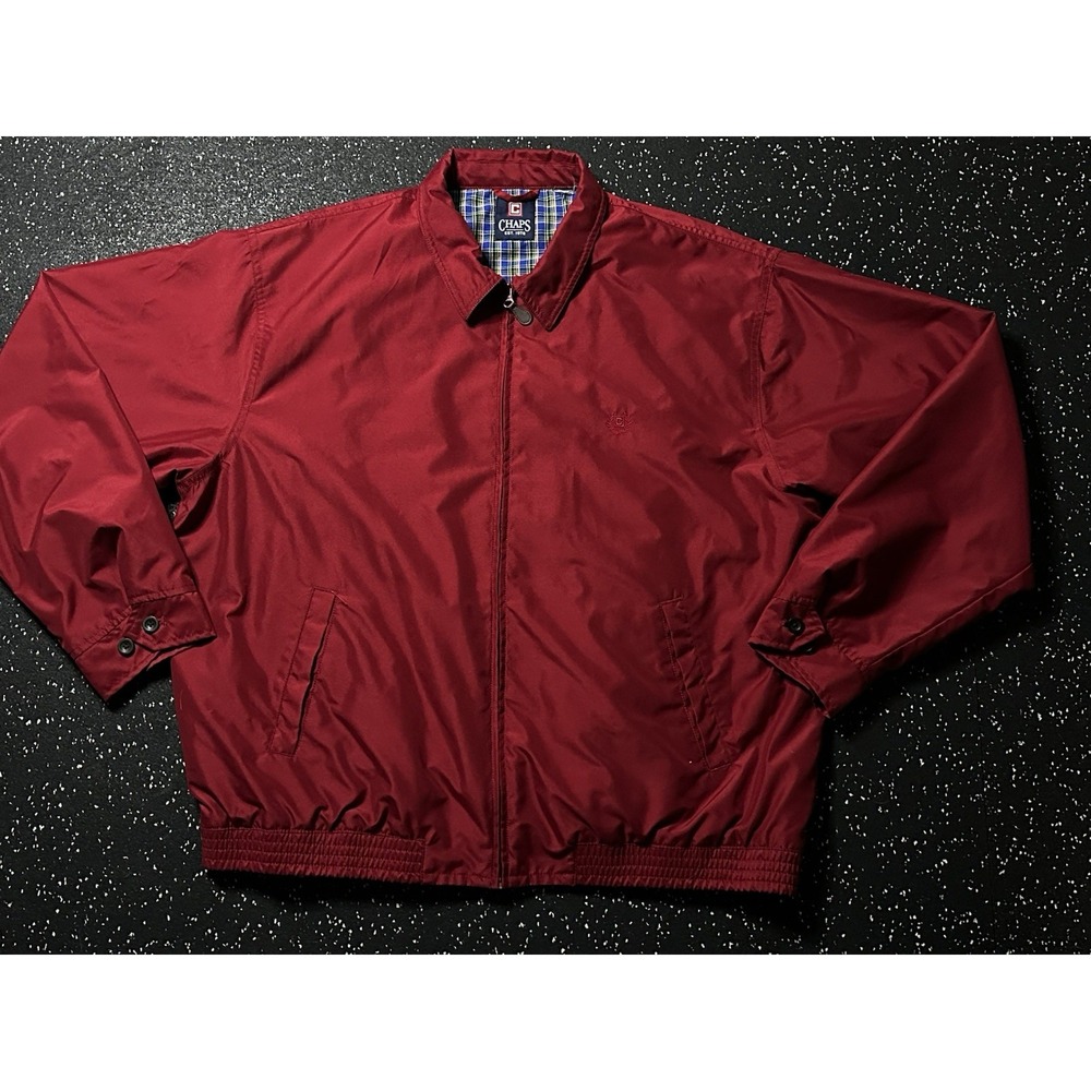 Chaps Red Classic Harrington Jacket Men's LARGE Corduroy Undercollar